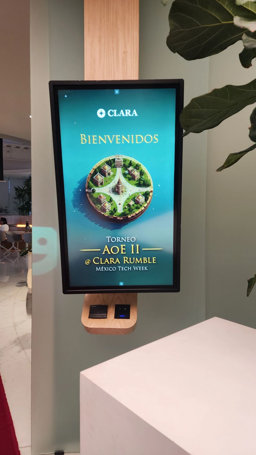 Pantalla de bienvenida al torneo de Age of Empires II en las oficinas de Clara